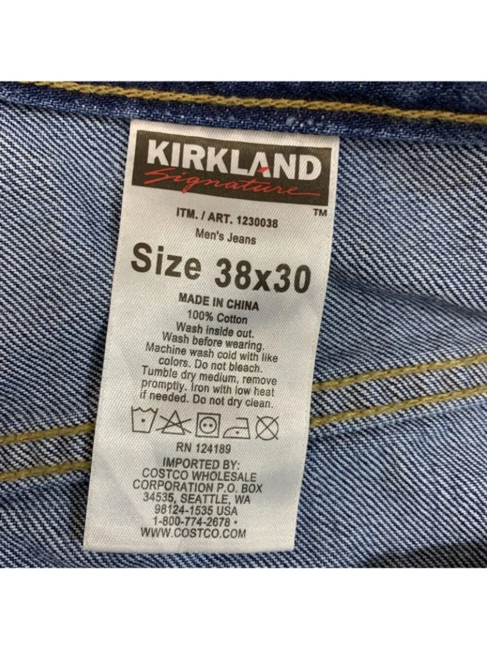 Bundle of 2 Kirkland Signature Men's Jeans 38x30 Blue Denim Straight Leg